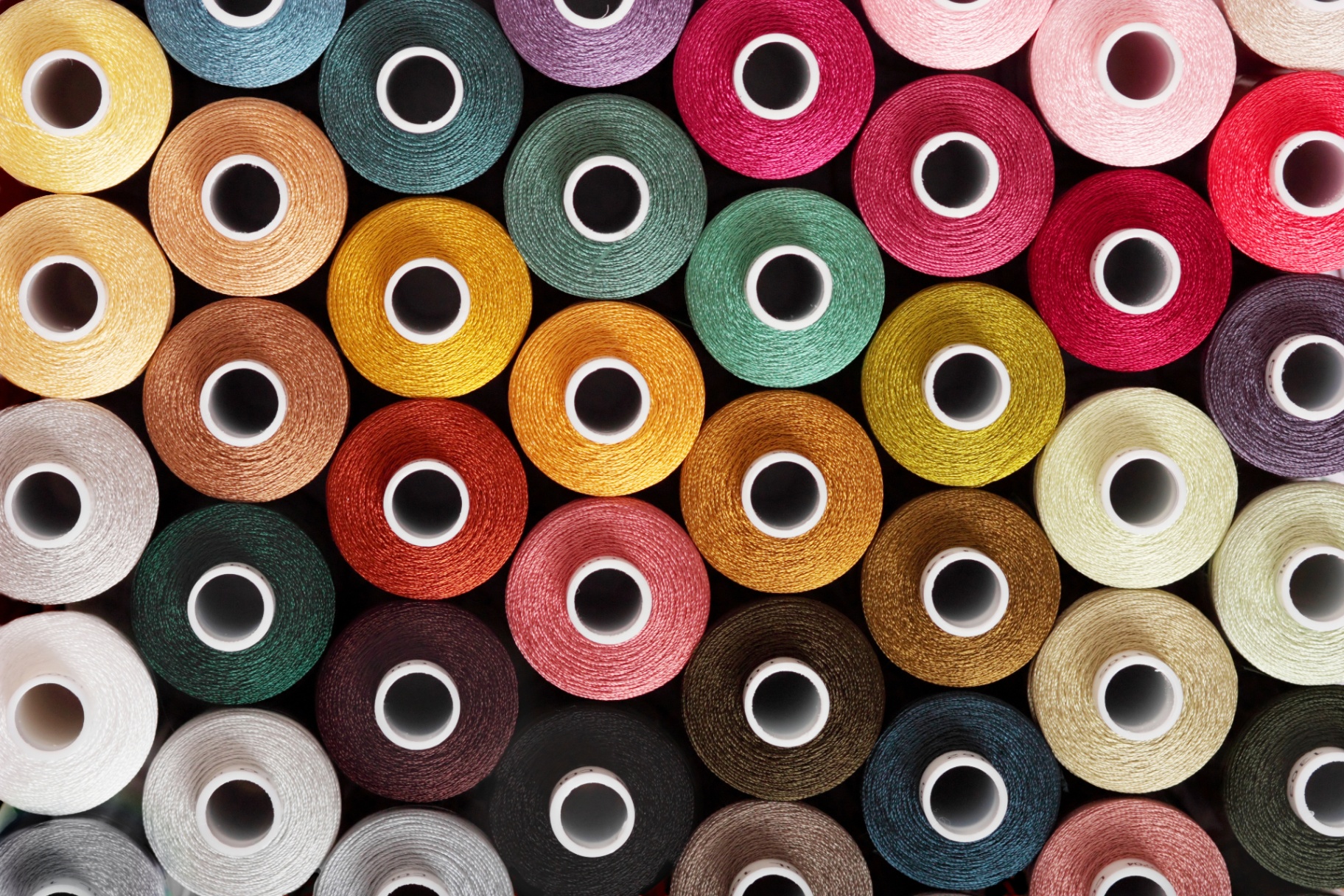 Colorful embroidery thread spools